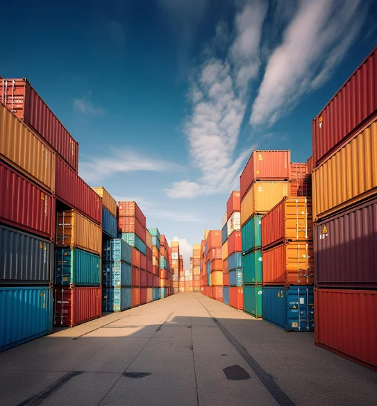 Containers and marine cargo equipment at a UAE port